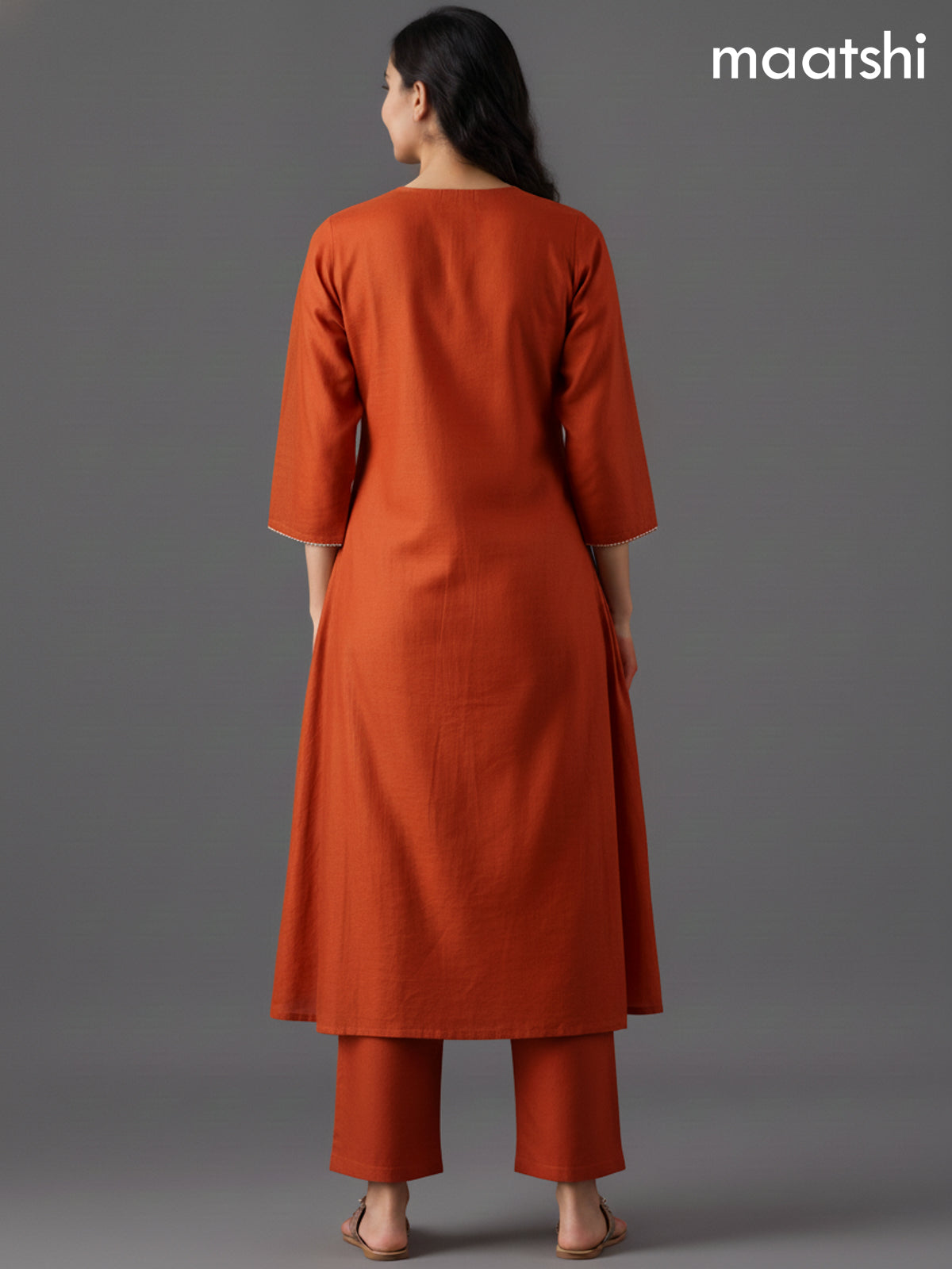 Rustic Orange Mul Chanderi Zardosi Work Anarkali Suit