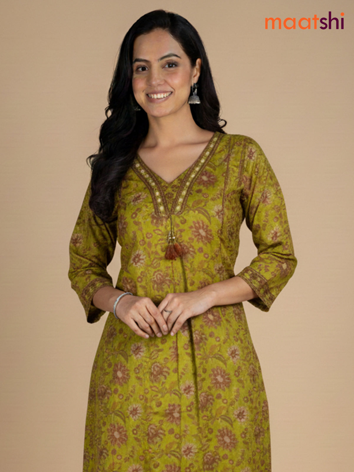 Green Shade Cotton Kalamkari Printed Anarkali Suit