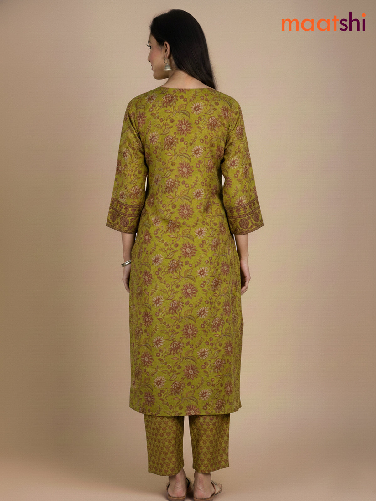Green Shade Cotton Kalamkari Printed Anarkali Suit