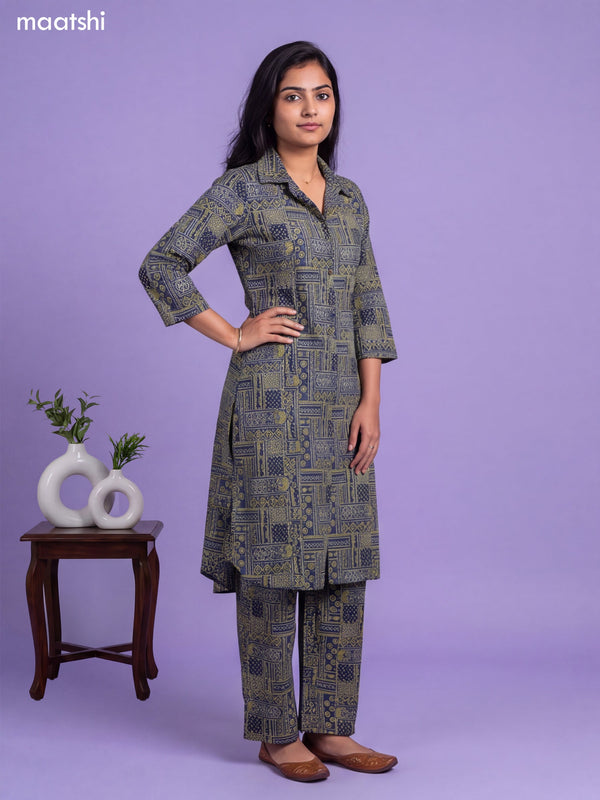 Blue Cotton Printed Co-Ord Set