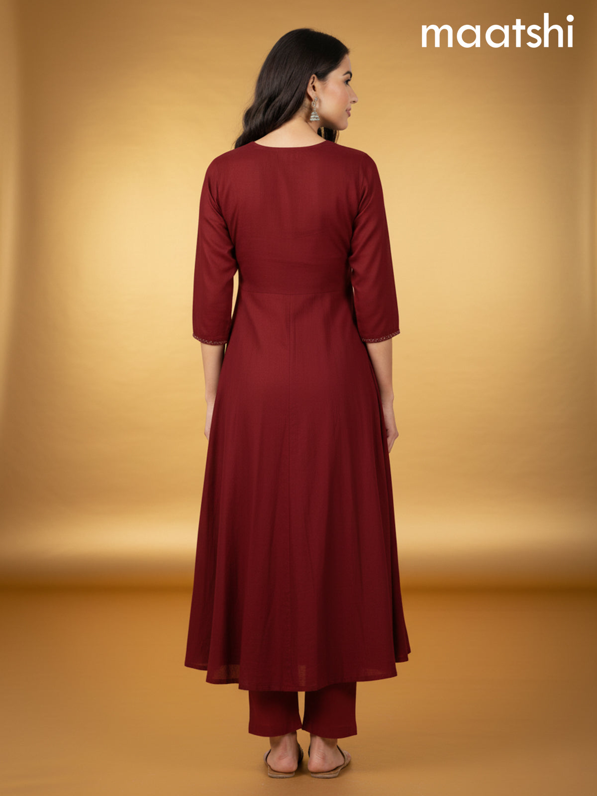 Maroon Mul Chanderi Beaded Work Anarkali Suit