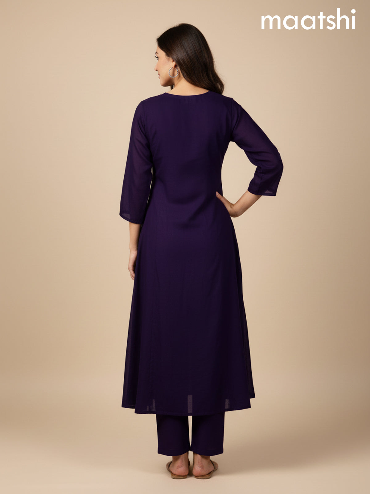 Violet Mul Chanderi Beaded Work Anarkali Suit