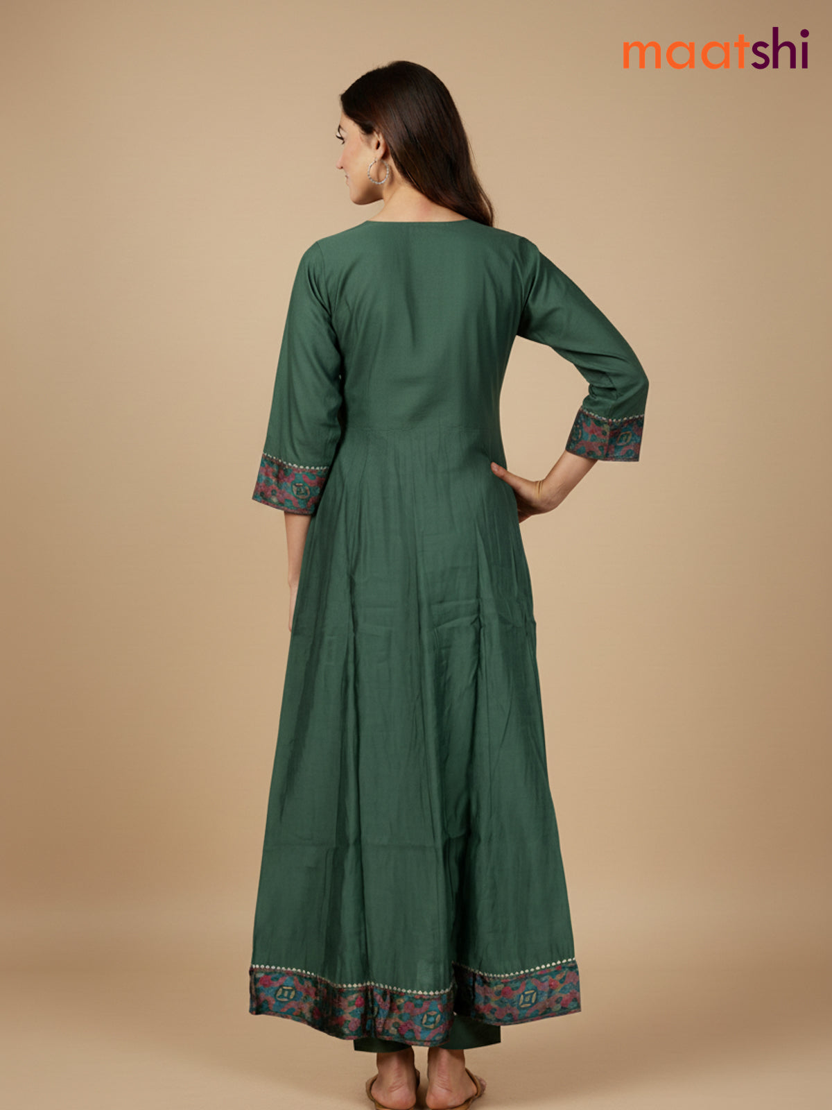 Green Chanderi Beaded Work Anarkali Suit