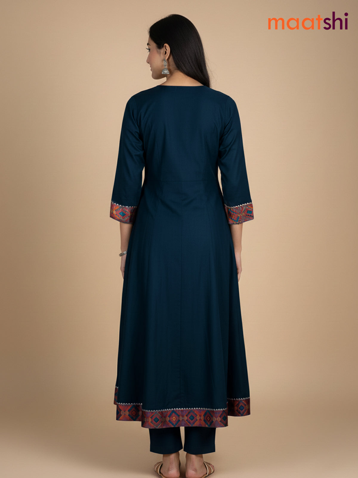 Peacock Green Chanderi Beaded Work Anarkali Suit