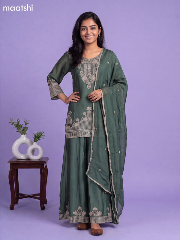 Sap Green Art Silk Simple Embroidery Anarkali Suit