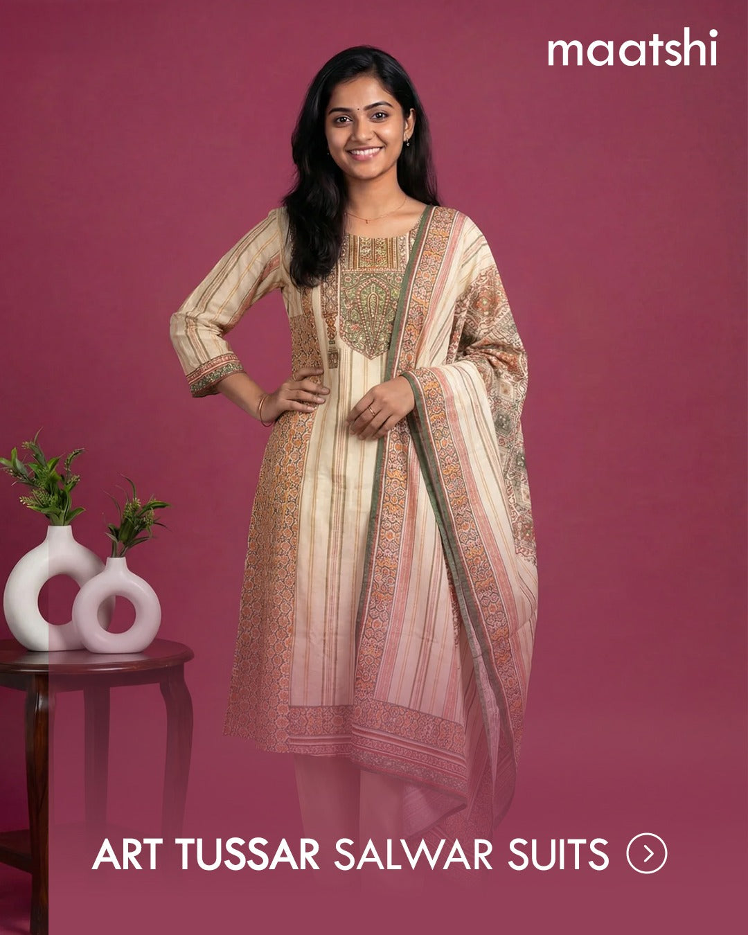 Art Tussar Salwar Suits
