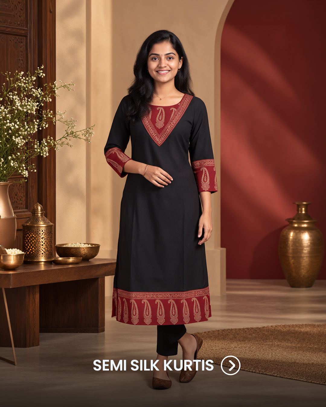 Semi Silk Kurtis