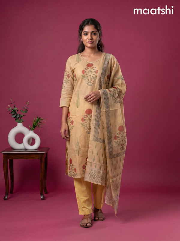 Sandal Kota Printed & Simple Embroidery Work Straight Suit