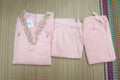 Peach Cotton Embroidery Work Straight Suit