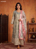 Sap Green Tissue Embroidery Work Anarkali Gown Kurti Set