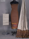 Brown and Grey Ikat Dress Material With Ikat Weaves