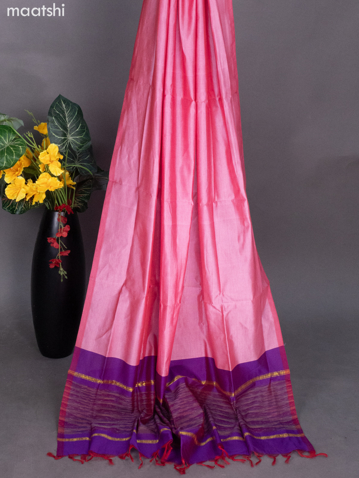 Dual Shade Of Purple and Peach Pink Ikat Dress Material With Ikat Weaves