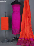 Magenta Pink and Orange Ikat Dress Material With Ikat Weaves
