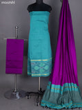 Teal Blue and Purple Ikat Dress Material With Ikat Weaves