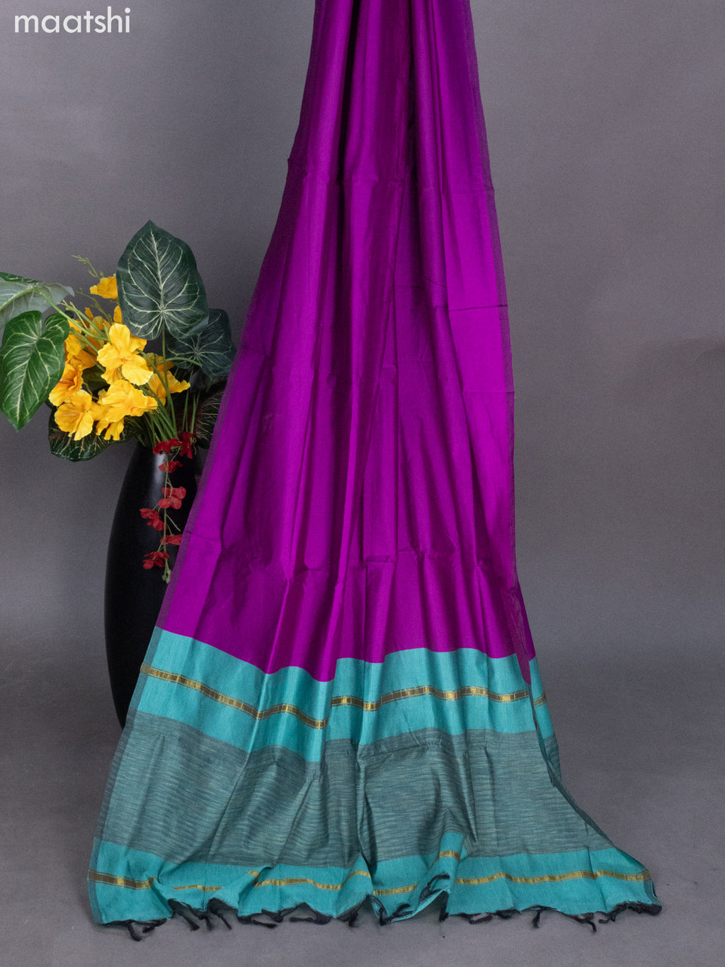 Teal Blue and Purple Ikat Dress Material With Ikat Weaves