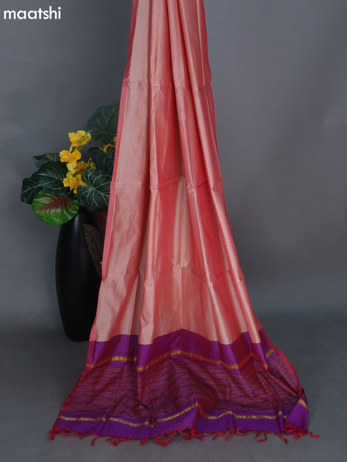 Dual Shade Of Purple and Dual Shade Of Sandal Ikat Dress Material With Ikat Weaves