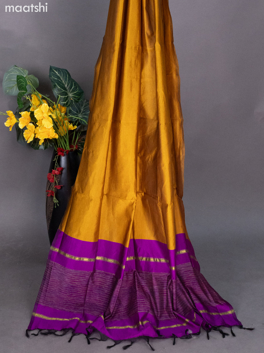 Purple and Mustard Shade Ikat Dress Material With Ikat Weaves