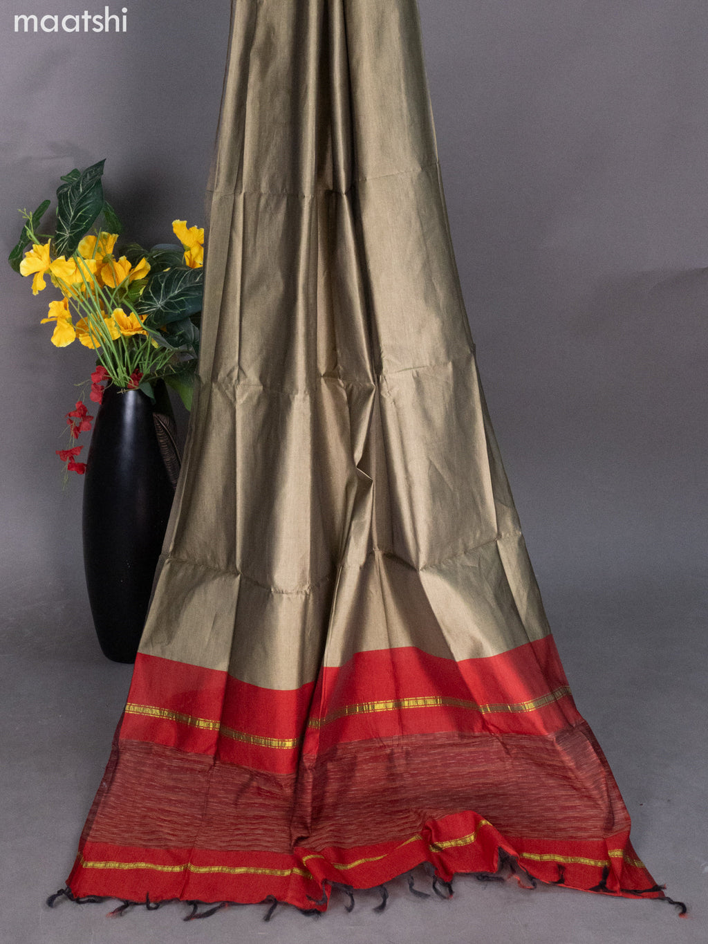 Maroon and Grey Shade Ikat Dress Material With Ikat Weaves