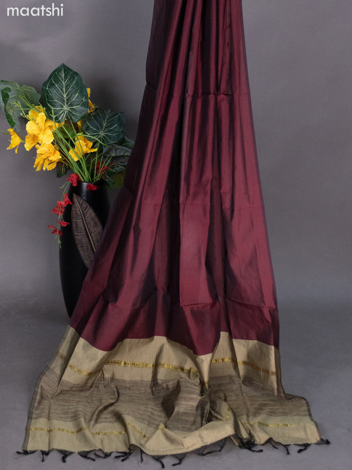 Elaichi Green and Dark Maroon Ikat Dress Material With Allover Ikat Weaves