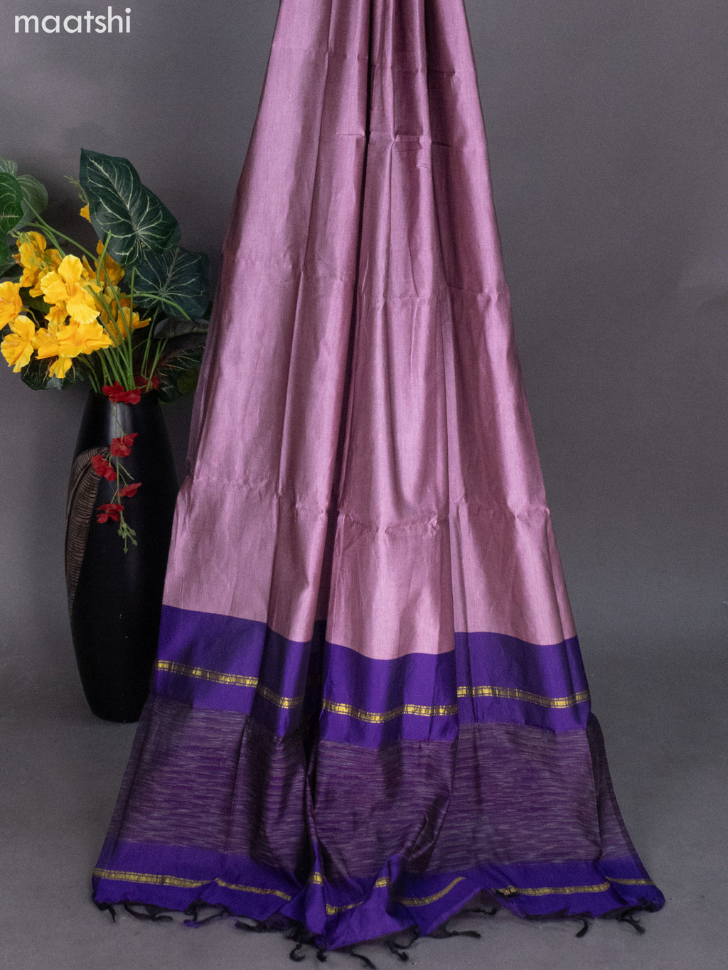 Violet and Pastel Pink Ikat Dress Material With Allover Ikat Weaves