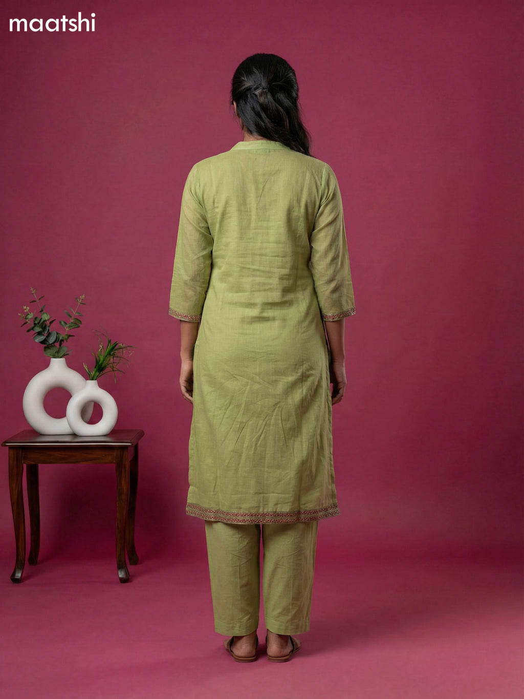 Light Green Chanderi Buttas & Pichwai Embroidery Work Straight Suit