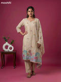 Beige Chanderi Zari Buttas & Embroidery Work Straight Suit