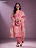 Pastel Pink Modal Floral Printed & Embroidery Work Straight Suit