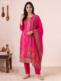 Rani Pink Art Tussar Position Prints & Embroidery Straight Suit