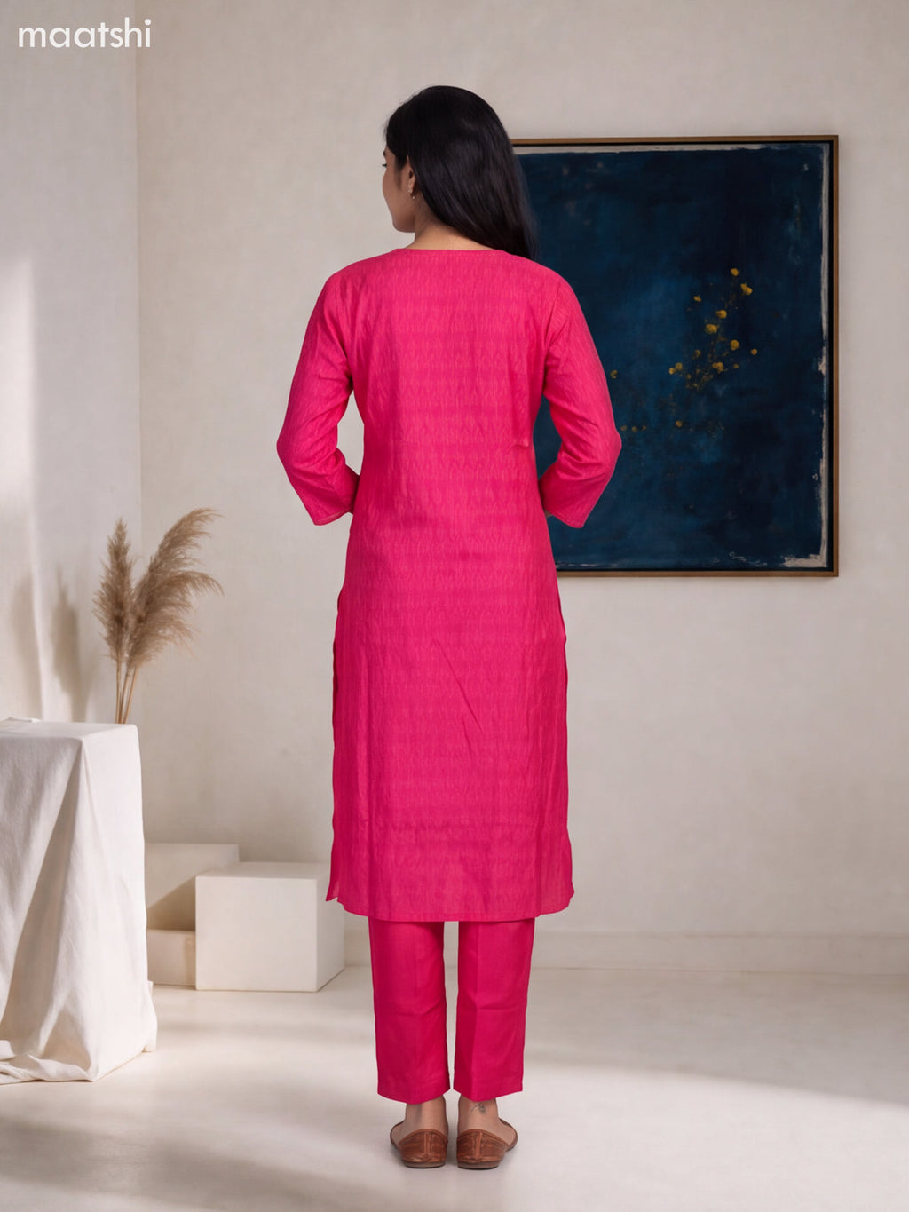 Pink Cotton Bandhini Printed Straight Suit