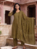Mehendi Greeen Cotton Printed Straight Suit