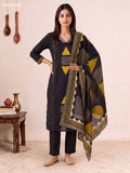 Black Cotton Embroidery Work Straight Suit
