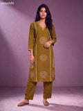 Drak Mehendi Green Cotton Bandhini Printed & Simple Embroidery Work Straight Suit