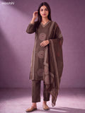 Elephant Grey Cotton Bandhini Printed & Simple Embroidery Work Straight Suit