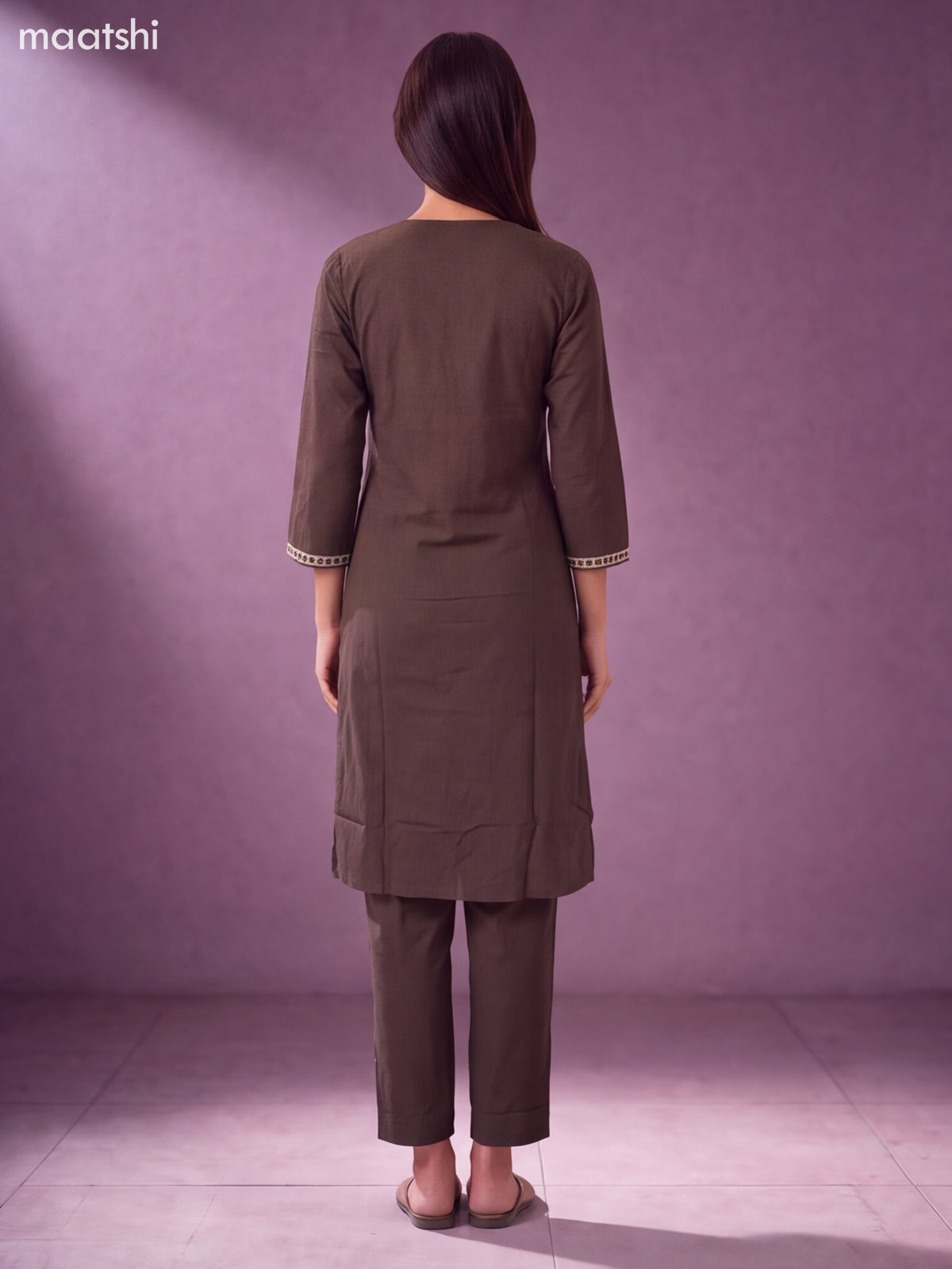 Elephant Grey Cotton Bandhini Printed & Simple Embroidery Work Straight Suit