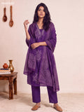 Violet Cotton Bandhani Printed Straight Suit