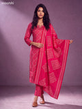 Rani Pink Modal Bandhani Printed & Embroidery Work Straight Suit