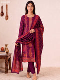 Deep Purple Art Tussar Floral Buttas & Embroidery Work Straight Suit