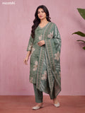Pastel Green Modal Floral Printed & Embroidery Work Straight Suit
