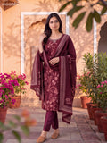 Maroon Modal Floral Printed & Embroidery Work Straight Suit