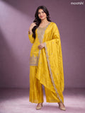Mustard Yellow Tissue Heavy Embroidery Work Straight Suit