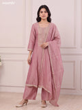 Mauve Pink Tissue Heavy Embroidery Work Anarkali Suit