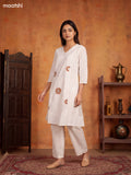 Off White Cotton Hakoba Work Long Kurti Set