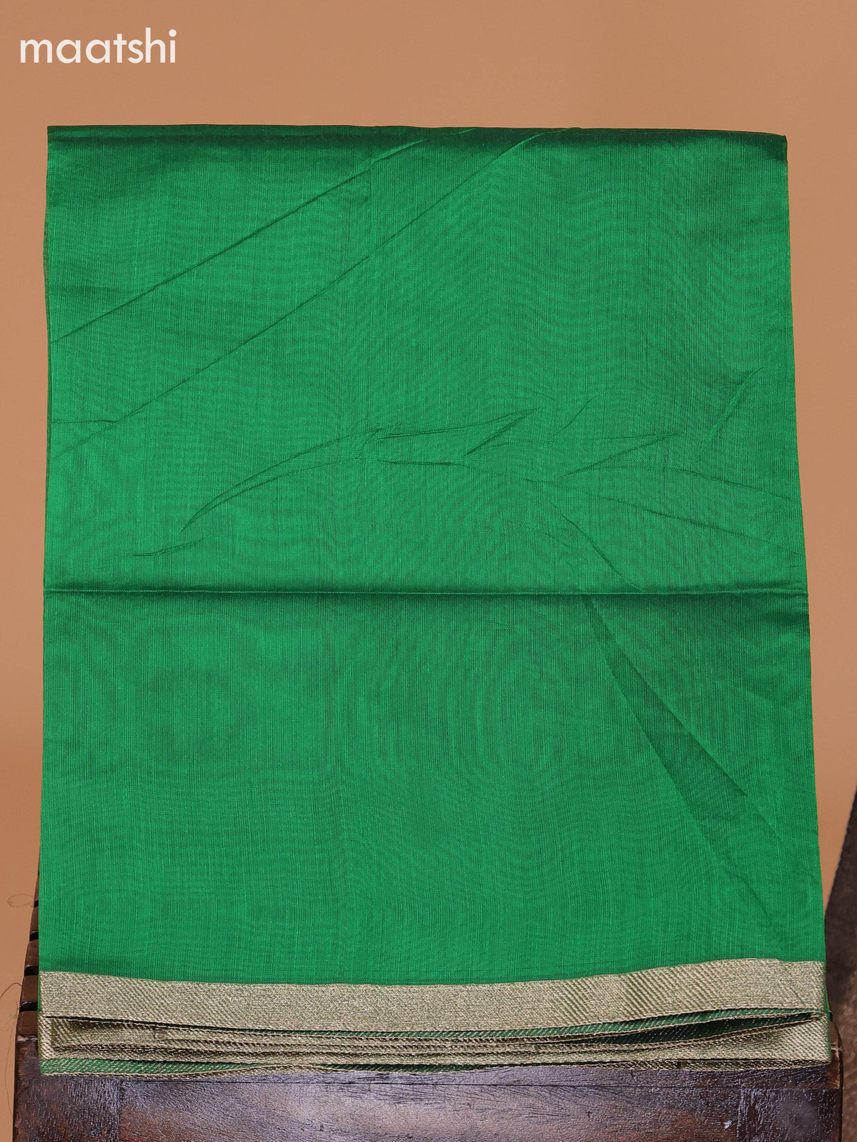 Dark Blue and Green Semi Silk Cotton Dress Material With Zari Buttas and Bottom & Dupatta