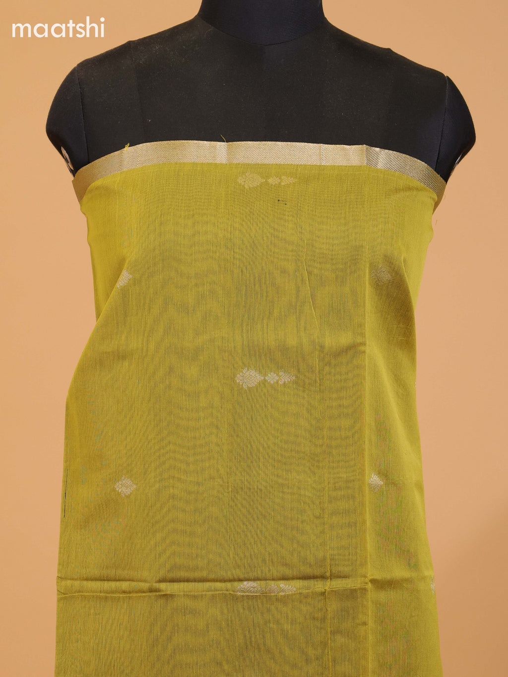Mehendi Green and Peacock Blue Semi Silk Cotton Dress Material With Zari Buttas and Bottom & Dupatta