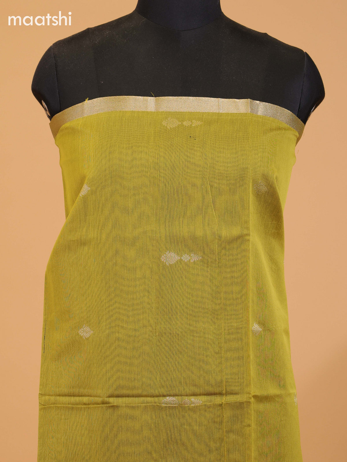 Mehendi Green and Peacock Blue Semi Silk Cotton Dress Material With Zari Buttas and Bottom & Dupatta