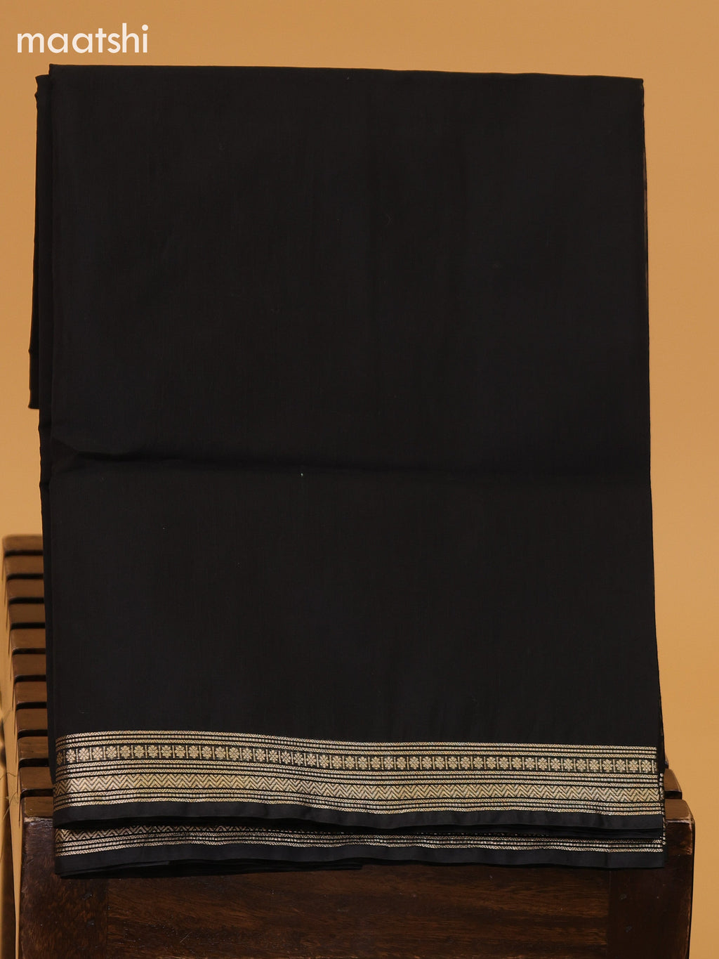 Dark Sandal and Black Semi Silk Cotton Dress Material With Zari Buttas and Bottom & Dupatta