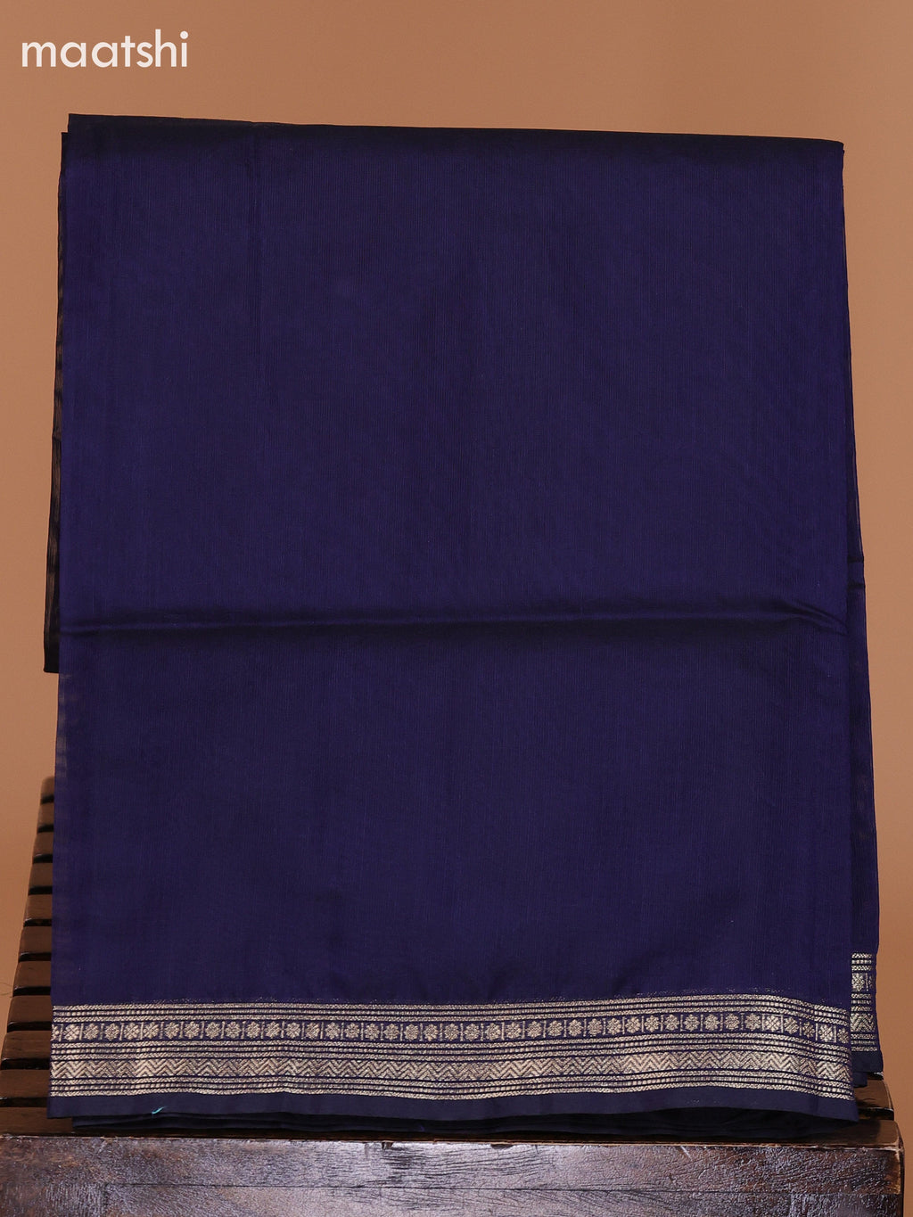 Pastel Purple and Dark Blue Semi Silk Cotton Dress Material With Zari Buttas and Bottom & Dupatta