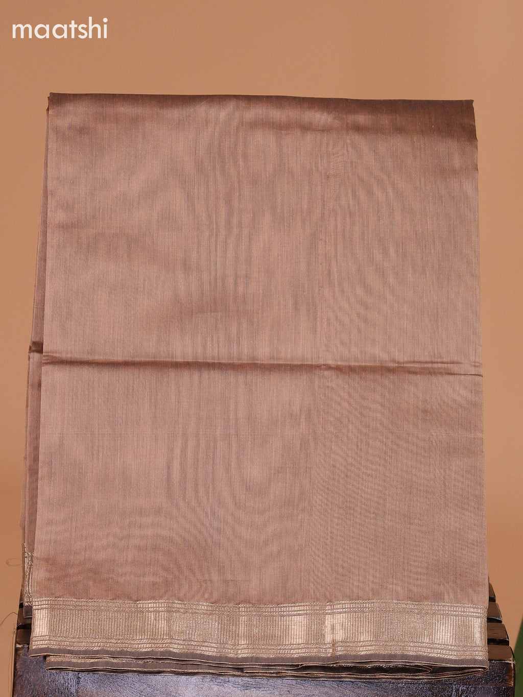 Green and Dark Sandal Semi Silk Cotton Dress Material With Zari Buttas and Bottom & Dupatta