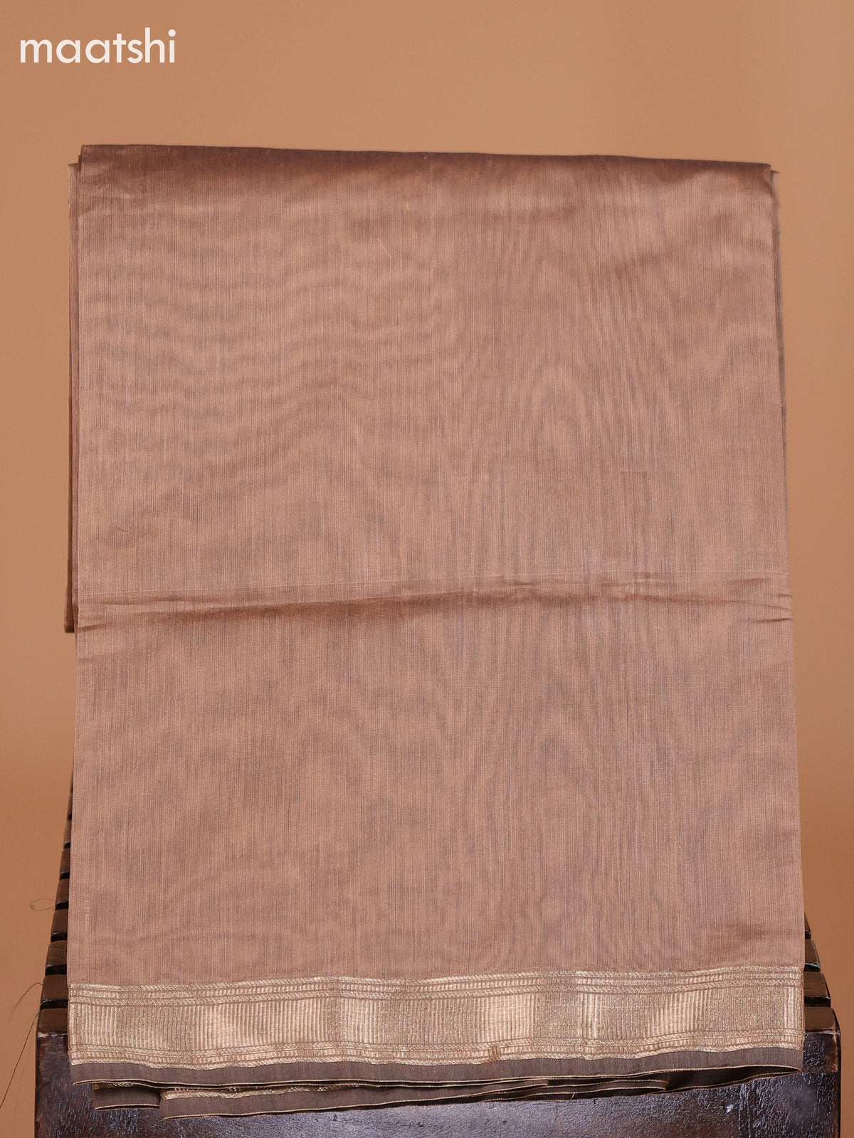 Deep Purple and Dark Sandal Semi Silk Cotton Dress Material With Zari Buttas and Bottom & Dupatta