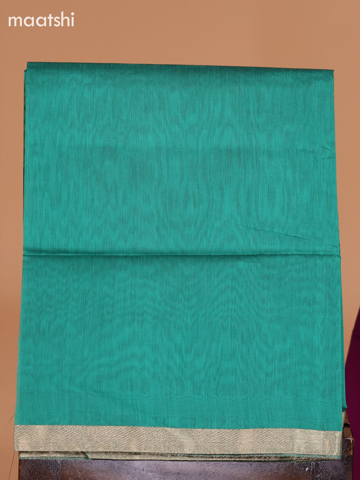 Purple and Teal Green Semi Silk Cotton Dress Material With Zari Buttas and Bottom & Dupatta